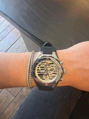 Michele Tahitian Black Zebra Dial Chronograph Watch